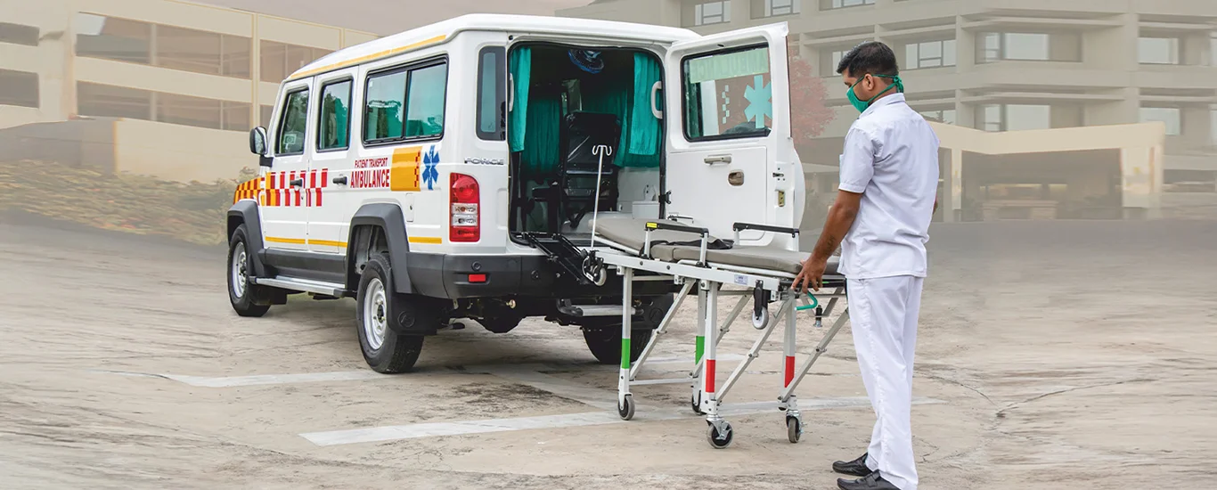 Patient transfer ambulance transport illustration